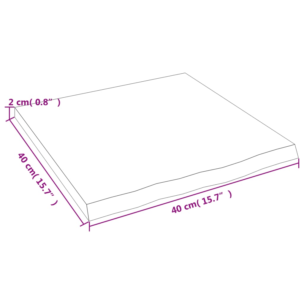 Waschtischplatte Hellbraun 40x40x2 cm Massivholz Behandelt