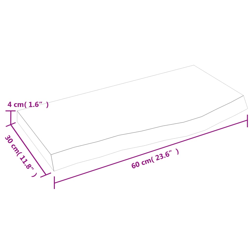 Waschtischplatte Hellbraun 60x30x(2-4) cm Massivholz Behandelt
