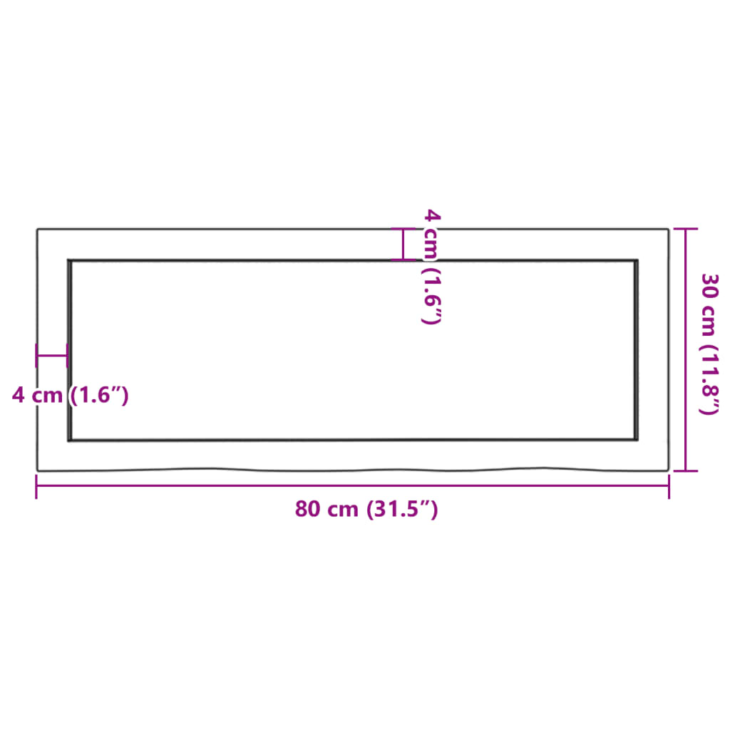 Waschtischplatte Hellbraun 80x30x(2-6) cm Massivholz Behandelt