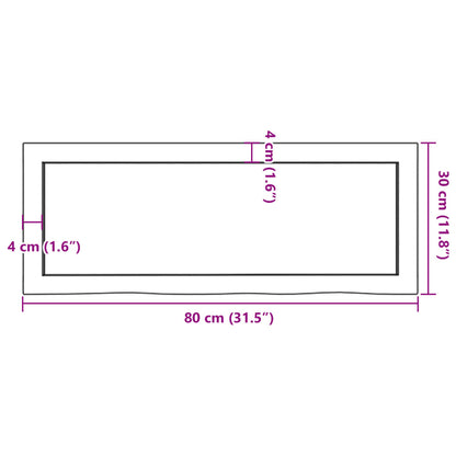 Waschtischplatte Hellbraun 80x30x(2-6) cm Massivholz Behandelt