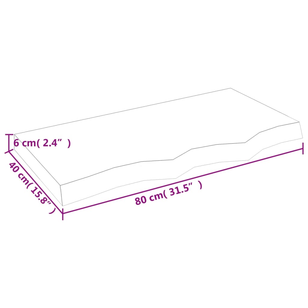 Waschtischplatte Hellbraun 80x40x(2-6) cm Massivholz Behandelt