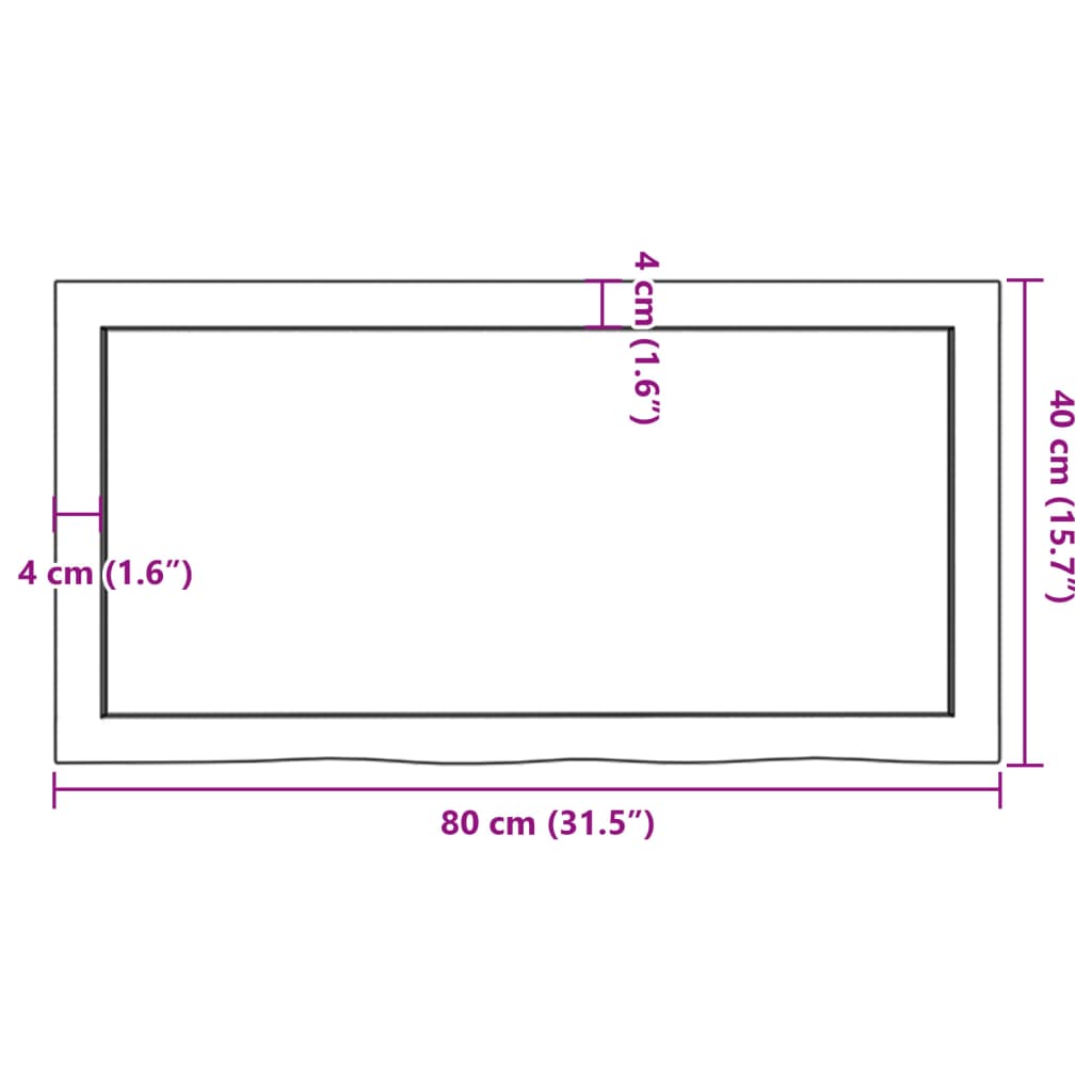 Waschtischplatte Hellbraun 80x40x(2-6) cm Massivholz Behandelt