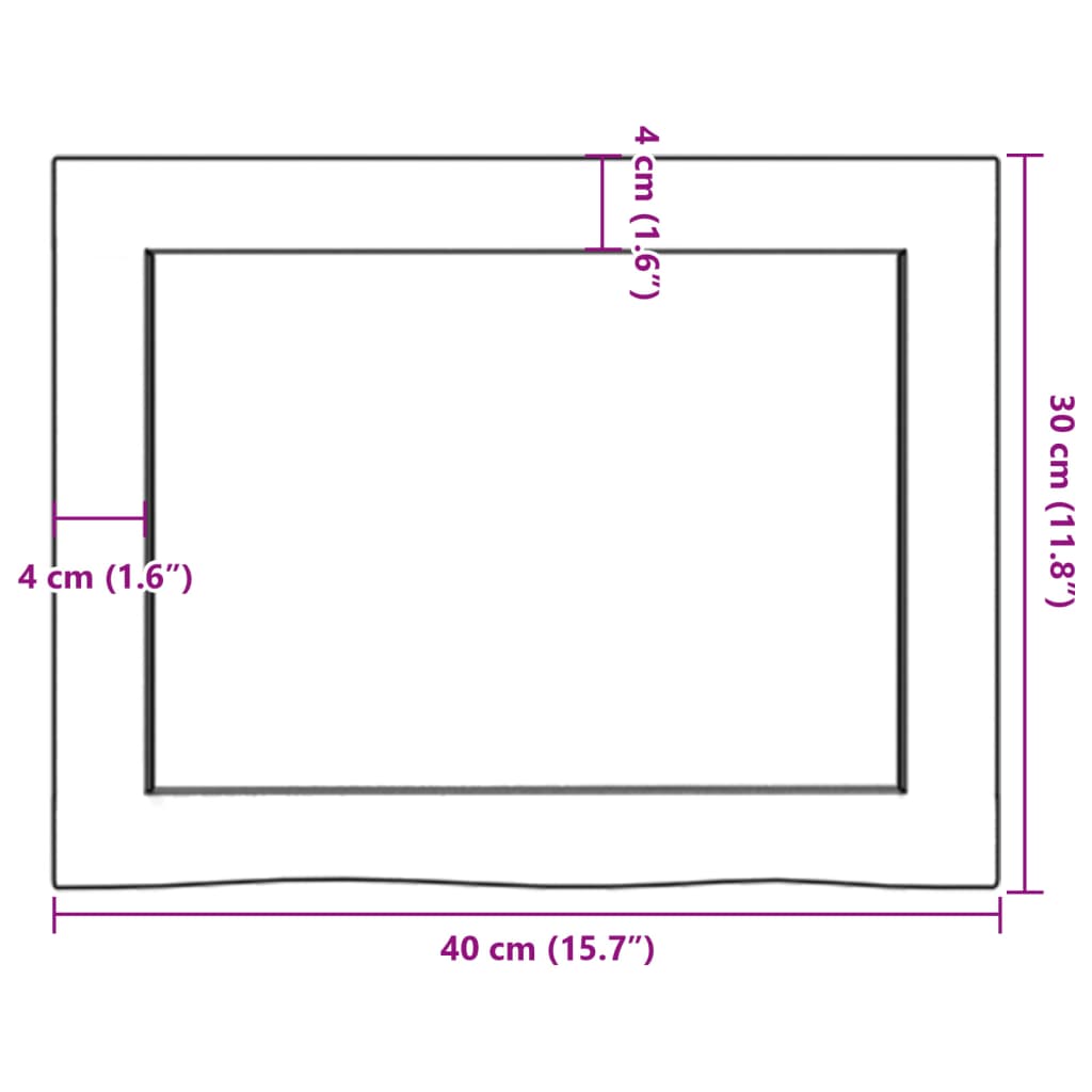 Waschtischplatte Dunkelbraun 40x30x(2-4)cm Massivholz Behandelt