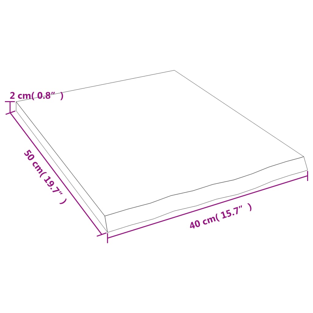 Waschtischplatte Dunkelbraun 40x50x2 cm Massivholz Behandelt
