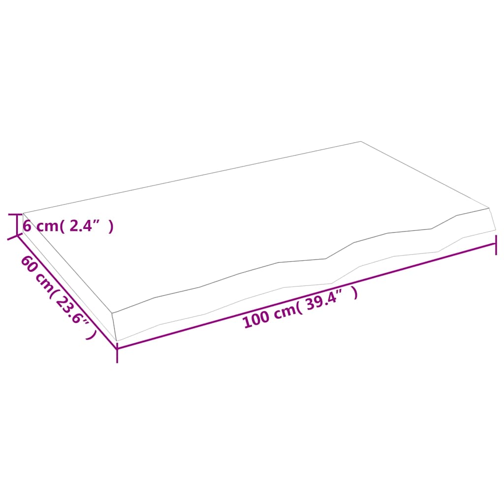 Waschtischplatte Dunkelbraun 100x60x(2-6)cm Massivholz