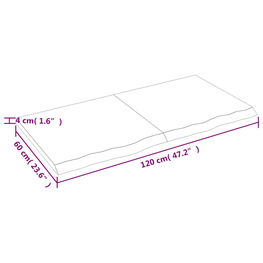 Waschtischplatte Dunkelbraun 120x60x(2-4)cm Massivholz