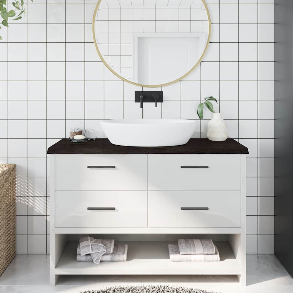 Waschtischplatte Dunkelbraun 120x60x(2-4)cm Massivholz