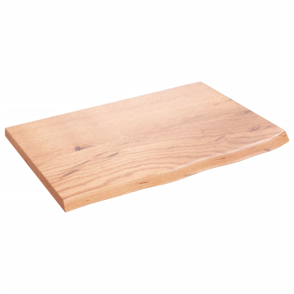 Tischplatte Hellbraun 60x40x2 cm Massivholz Eiche Behandelt