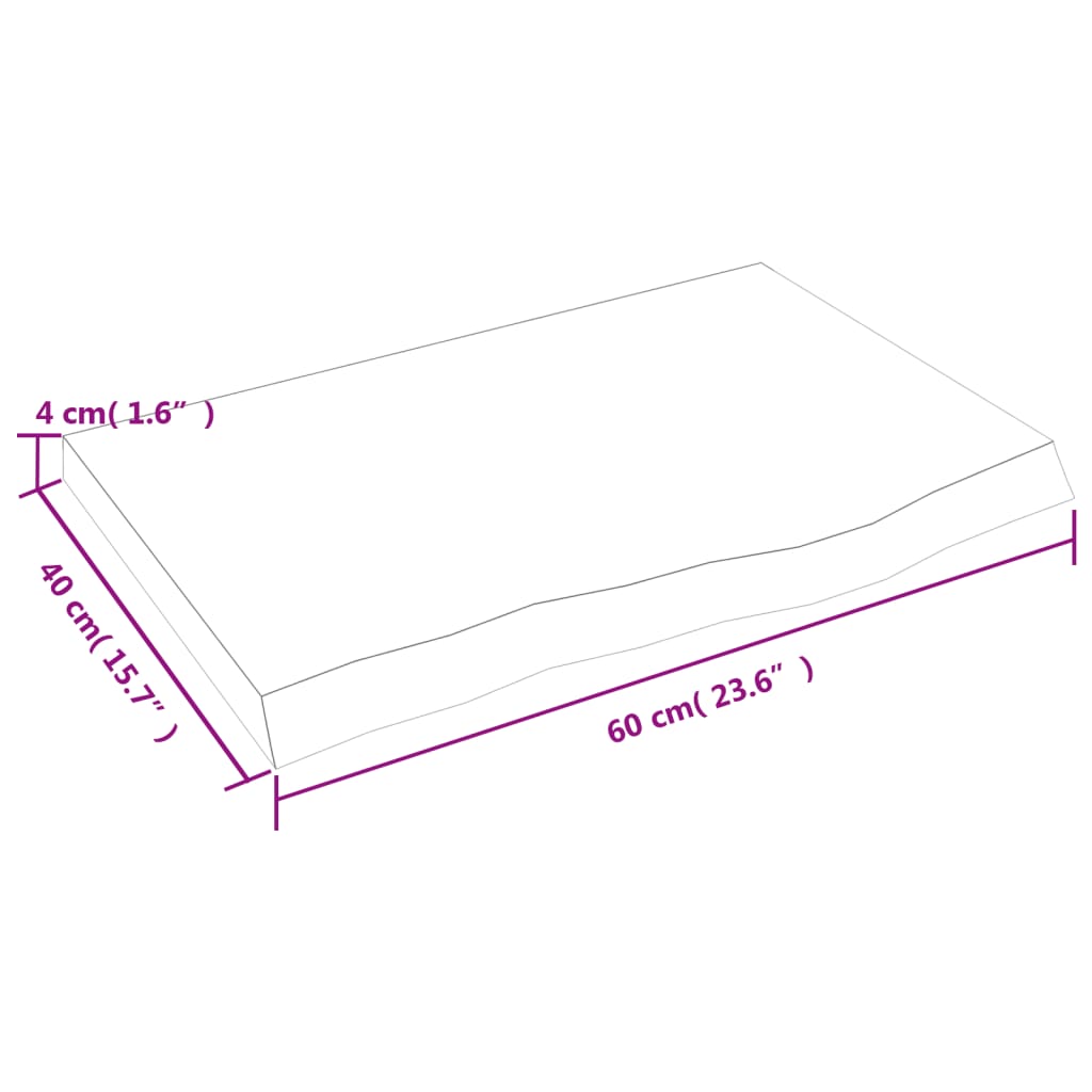 Tischplatte Hellbraun 60x40x(2-4) cm Massivholz Eiche Behandelt