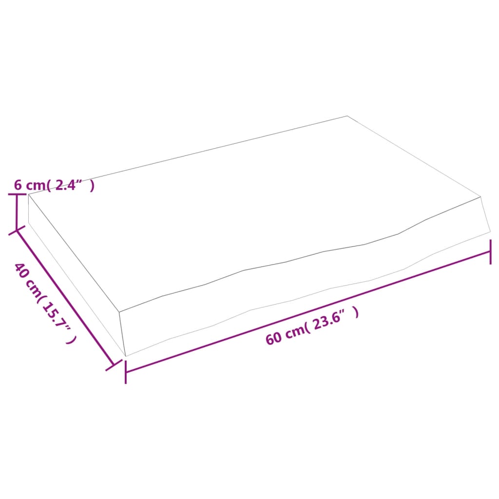 Tischplatte Hellbraun 60x40x(2-6) cm Massivholz Eiche Behandelt