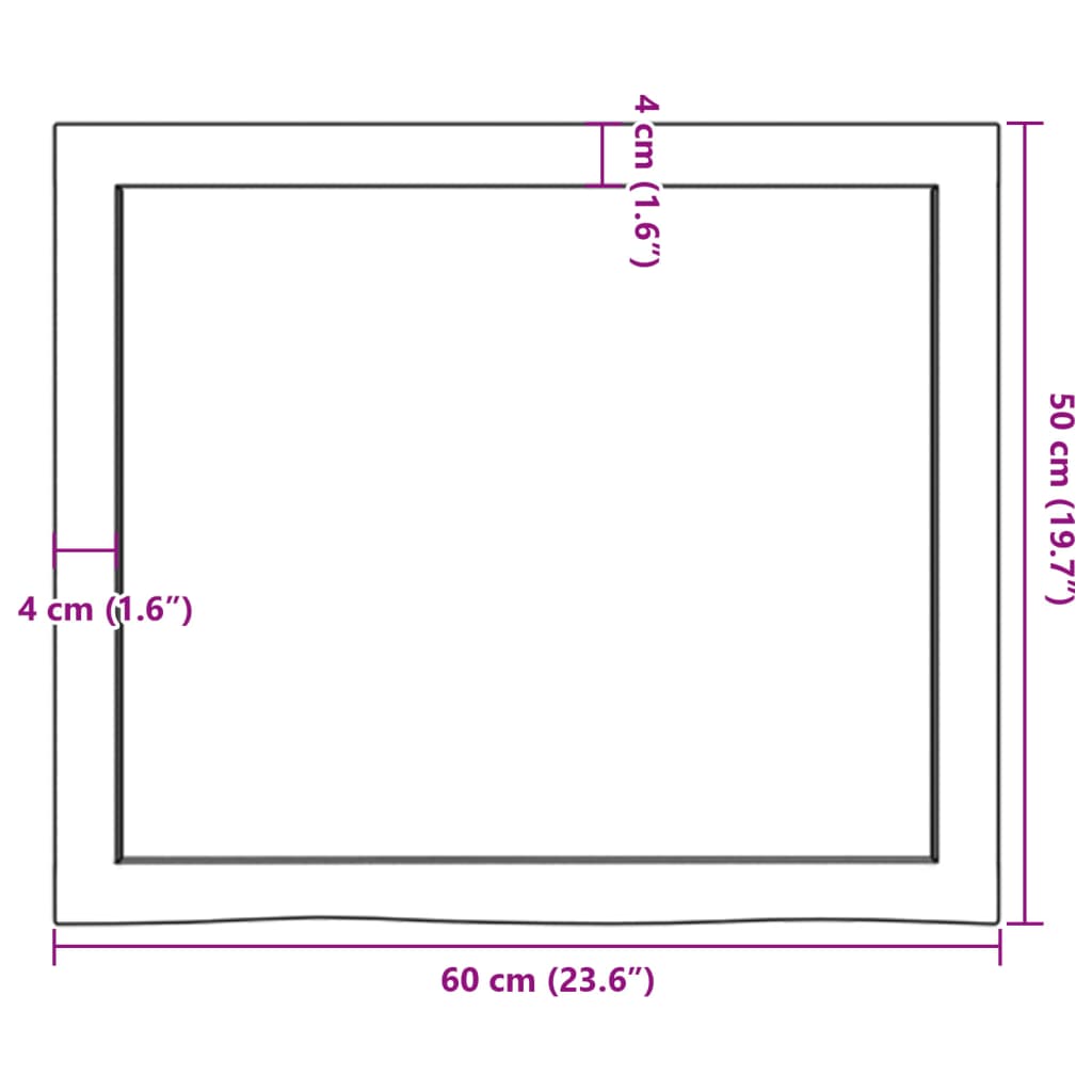 Tischplatte Hellbraun 60x50x(2-4) cm Massivholz Eiche Behandelt