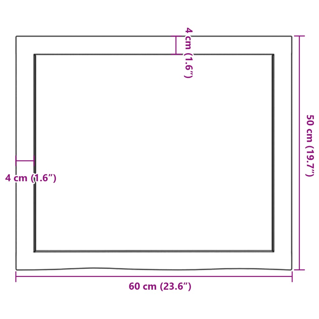 Tischplatte Hellbraun 60x50x(2-6) cm Massivholz Eiche Behandelt