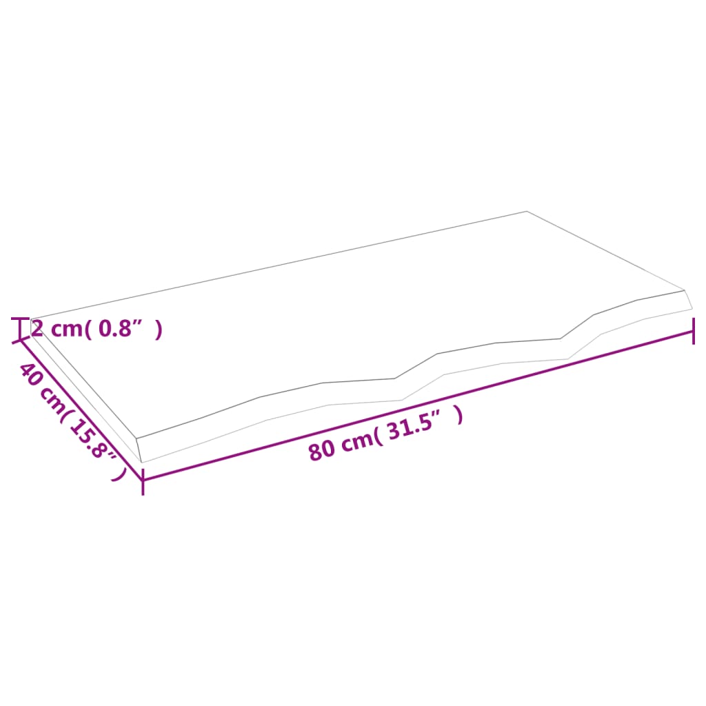 Tischplatte Hellbraun 80x40x2 cm Massivholz Eiche Behandelt