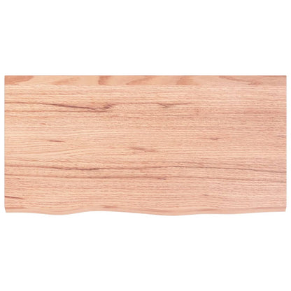 Tischplatte Hellbraun 80x40x(2-6) cm Massivholz Eiche Behandelt