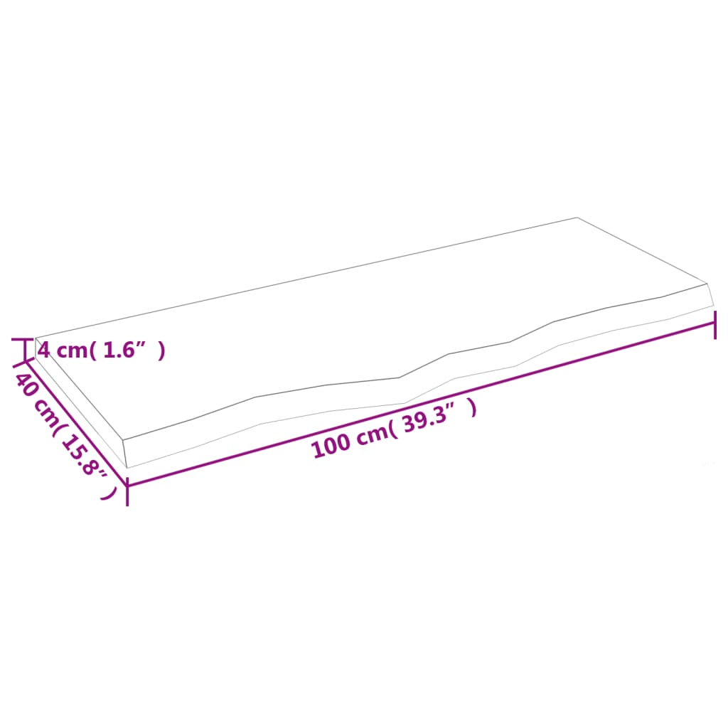 Tischplatte Hellbraun 100x40x(2-4)cm Massivholz Eiche Behandelt