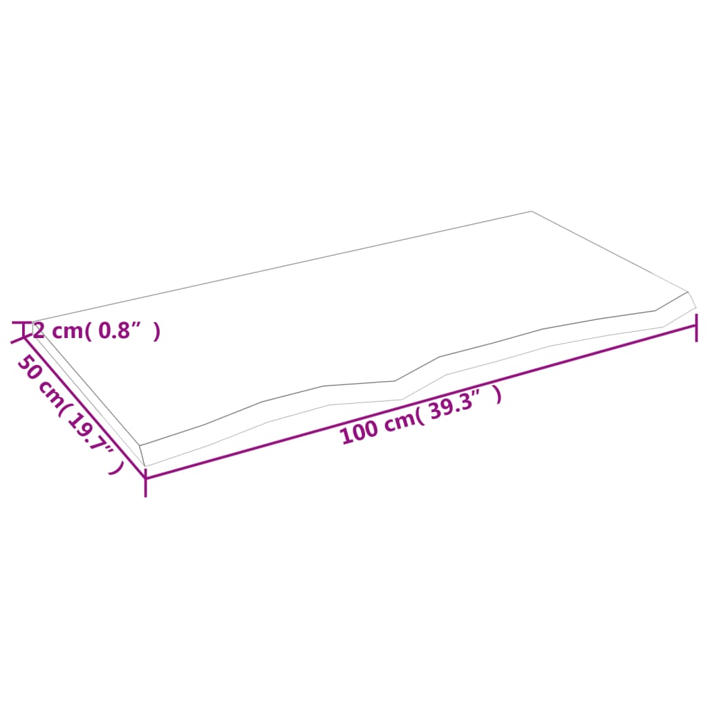 Tischplatte Hellbraun 100x50x2 cm Massivholz Eiche Behandelt