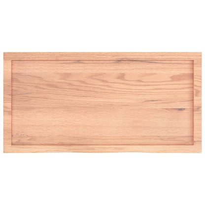 Tischplatte Hellbraun 100x50x(2-4)cm Massivholz Eiche Behandelt