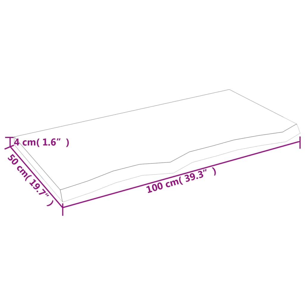 Tischplatte Hellbraun 100x50x(2-4)cm Massivholz Eiche Behandelt