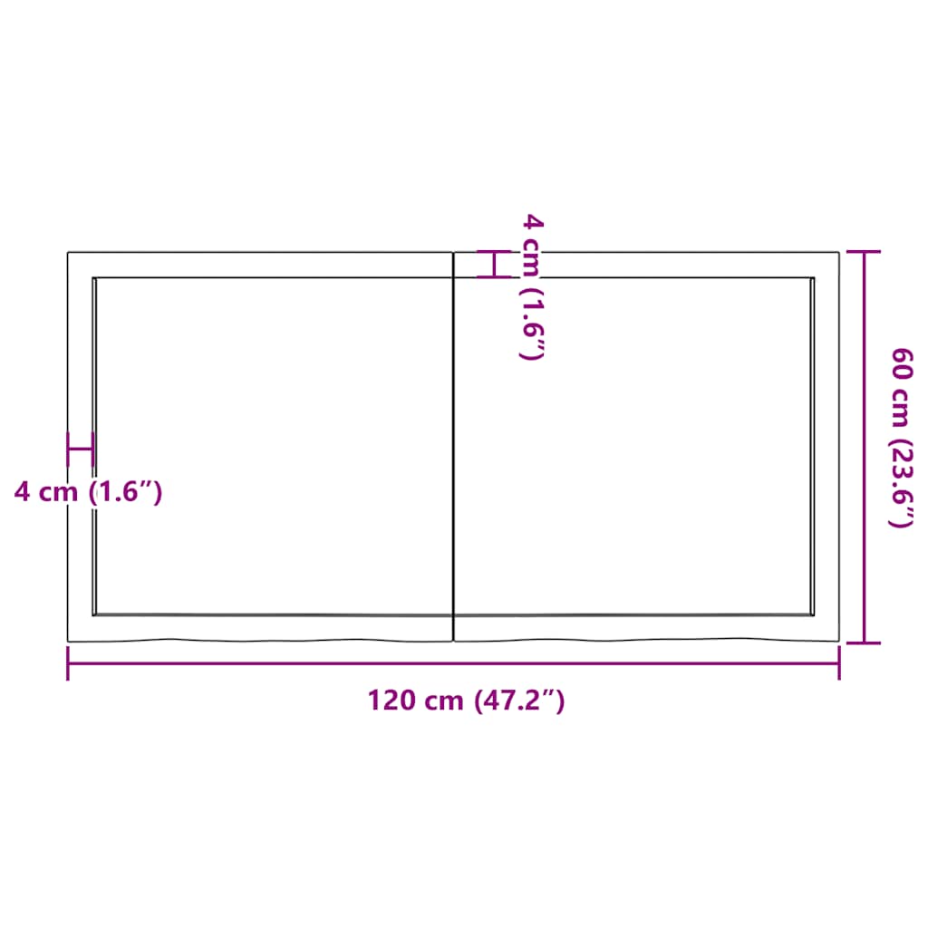 Tischplatte Hellbraun 120x60x(2-4)cm Massivholz Eiche Behandelt