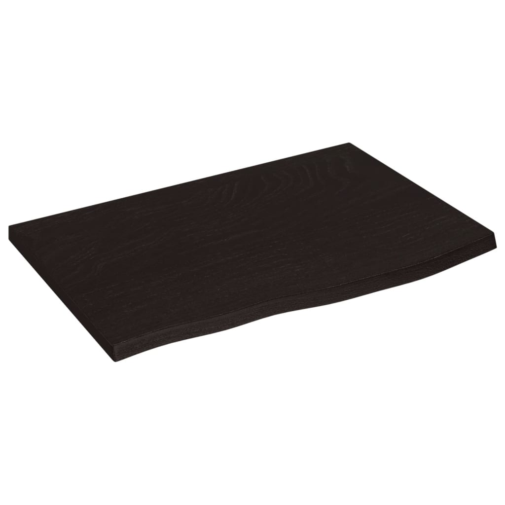 Tischplatte Dunkelbraun 60x40x2 cm Massivholz Eiche Behandelt