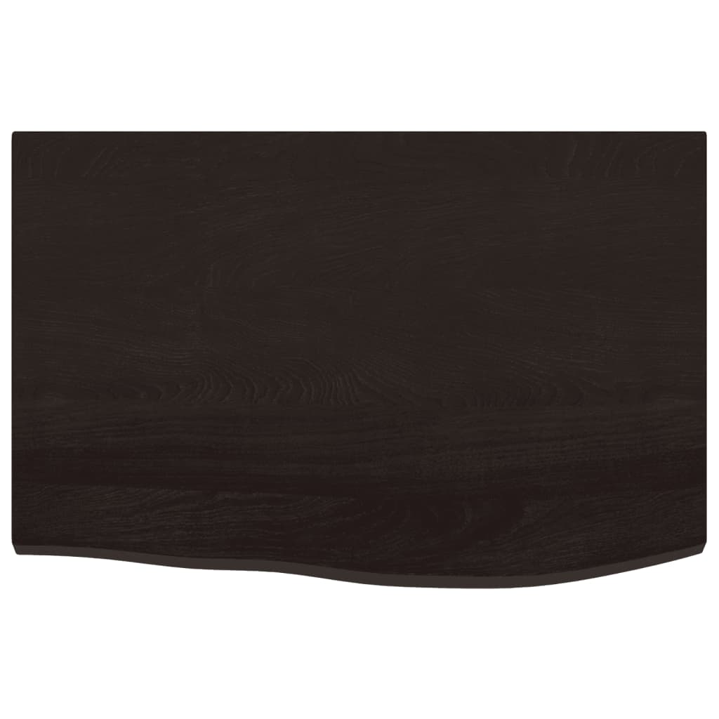Tischplatte Dunkelbraun 60x40x2 cm Massivholz Eiche Behandelt