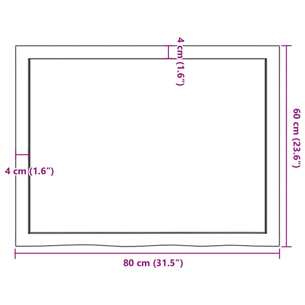 Tischplatte Dunkelbraun 80x60x(2-6)cm Massivholz Eiche