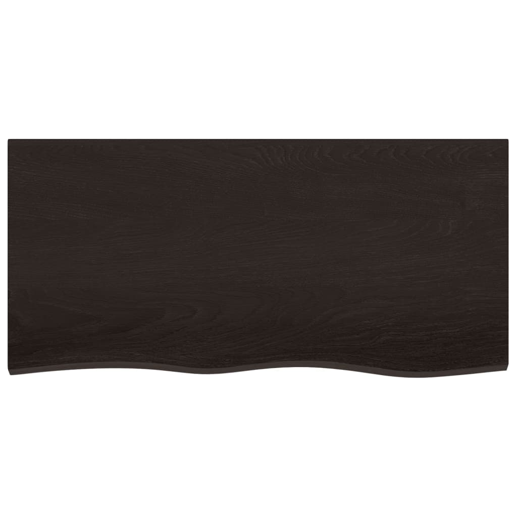 Tischplatte Dunkelbraun 100x50x(2-6)cm Massivholz Eiche