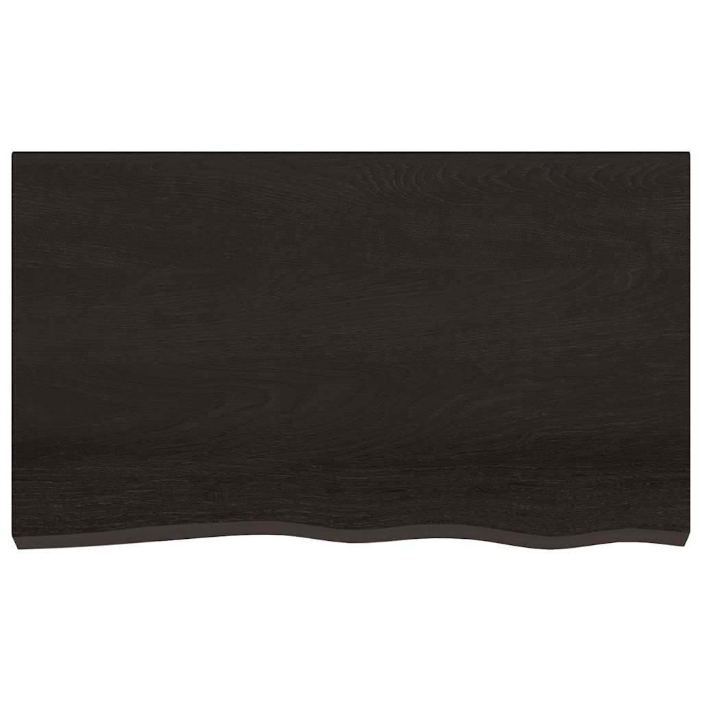 Tischplatte Dunkelbraun 100x60x(2-6)cm Massivholz Eiche