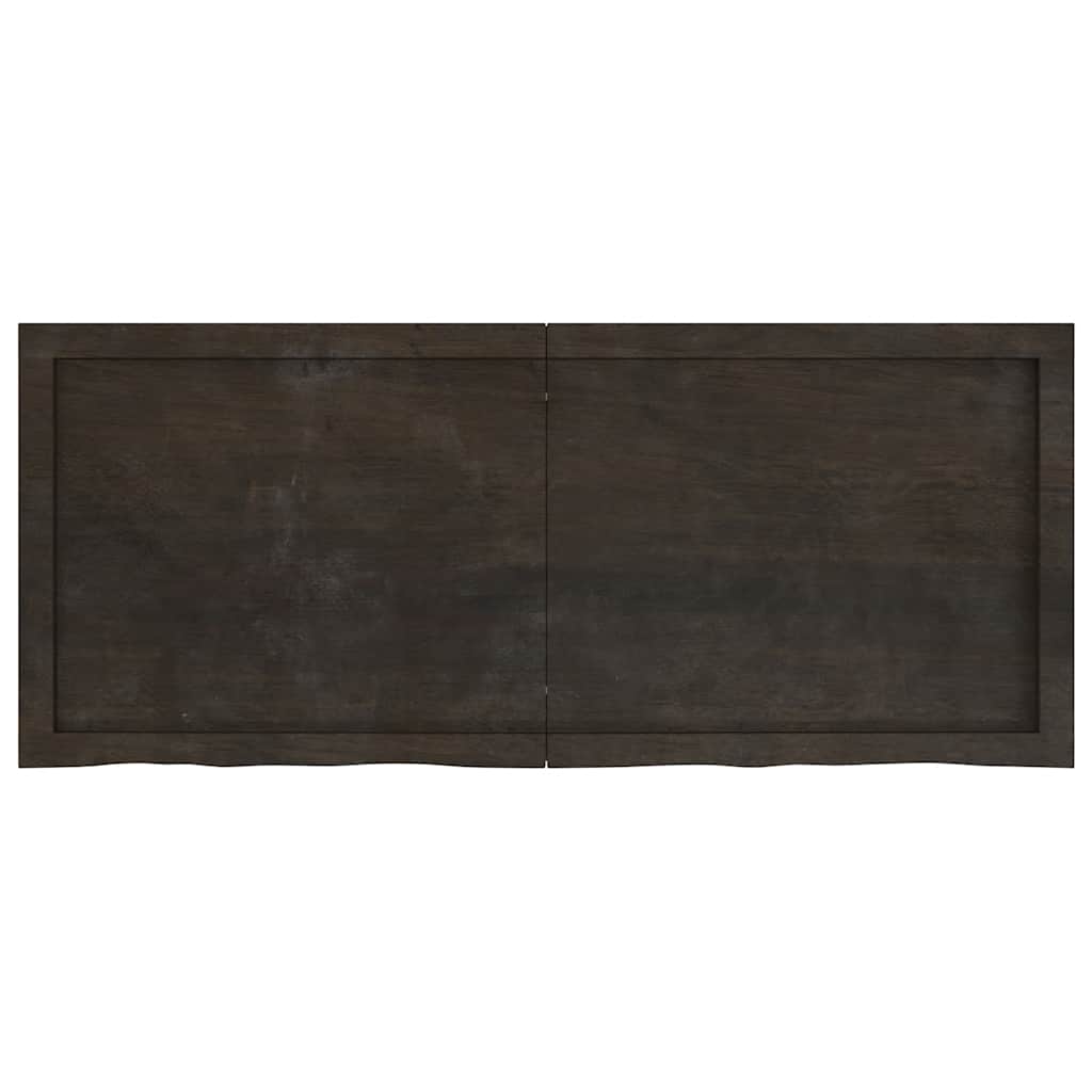 Tischplatte Dunkelbraun 120x50x(2-4)cm Massivholz Eiche