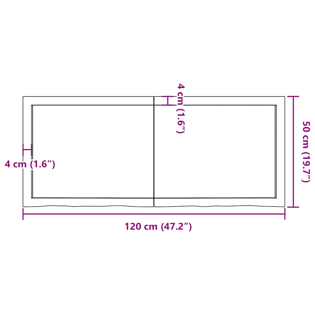 Tischplatte Dunkelbraun 120x50x(2-4)cm Massivholz Eiche