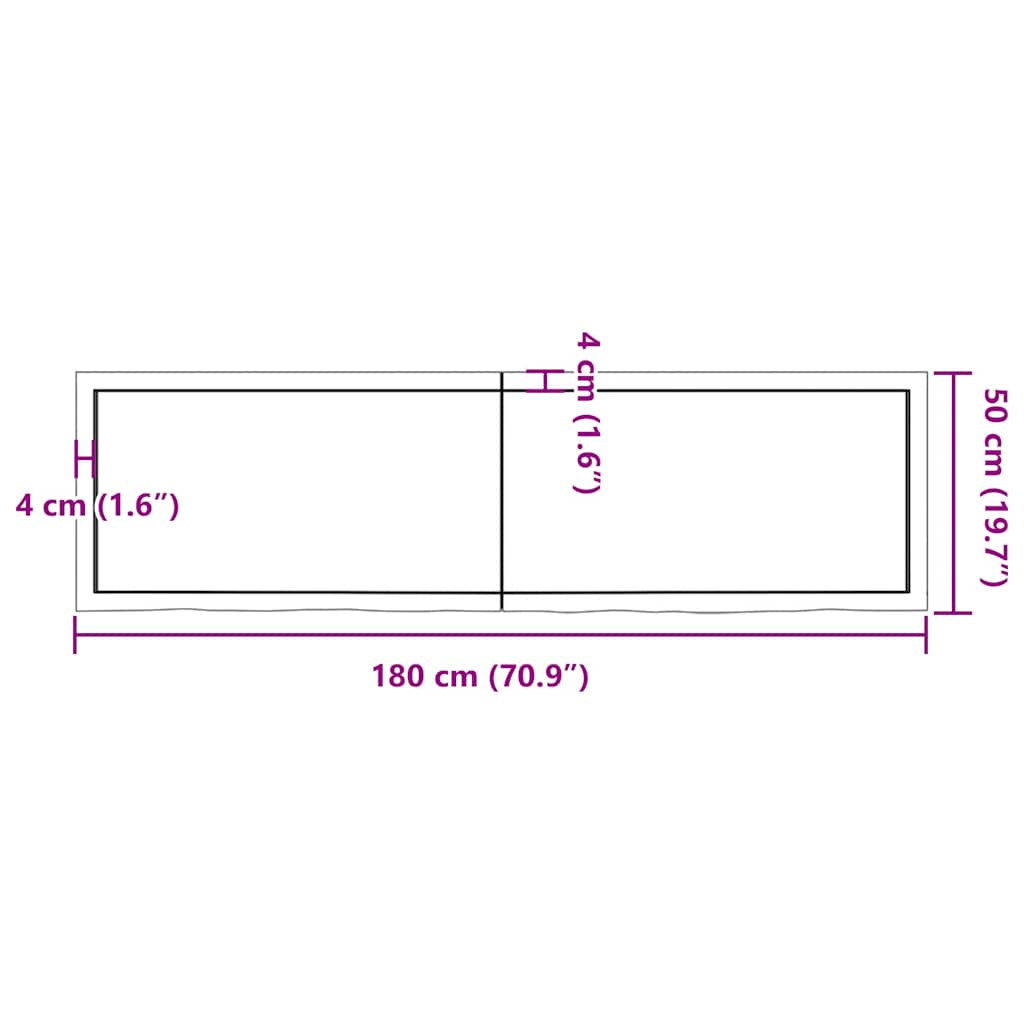 Tischplatte Dunkelbraun 180x50x(2-6)cm Massivholz Eiche