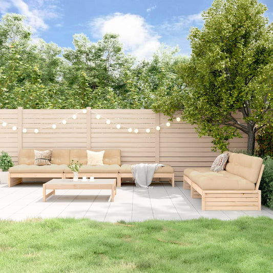 6-tlg. Garten-Lounge-Set Massivholz Kiefer