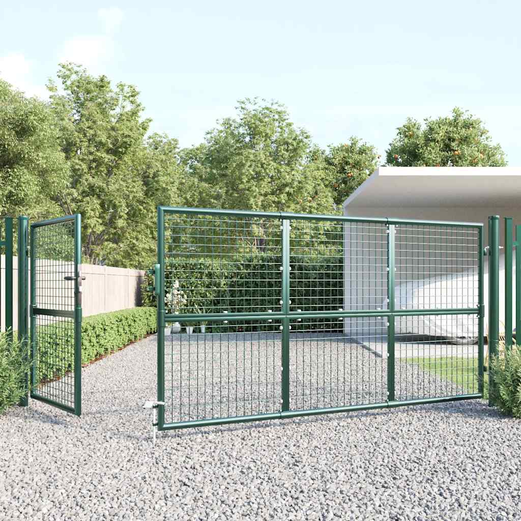 Maschen-Gartentor Grün 350x125 cm Verzinkter Stahl