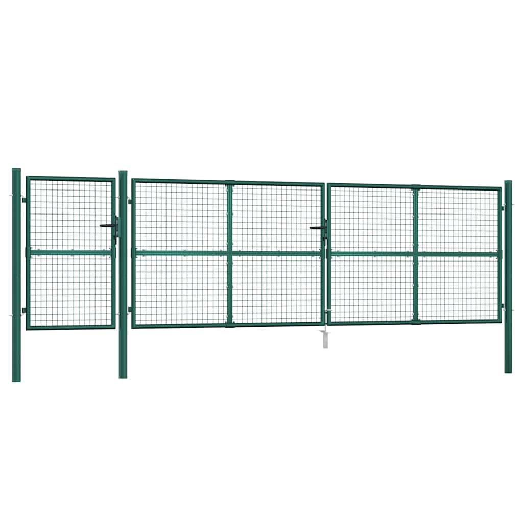 Maschen-Gartentor Grün 500x125 cm Verzinkter Stahl