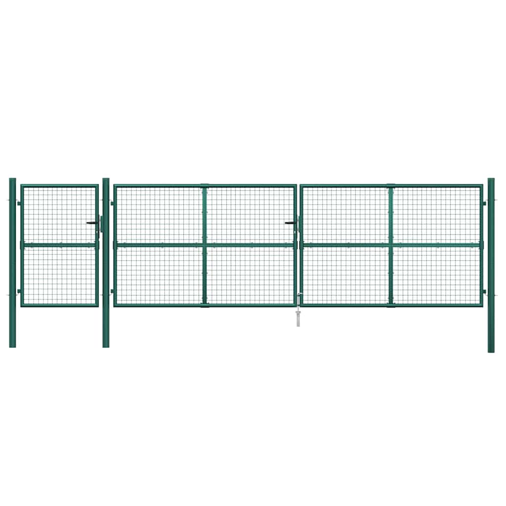 Maschen-Gartentor Grün 500x125 cm Verzinkter Stahl