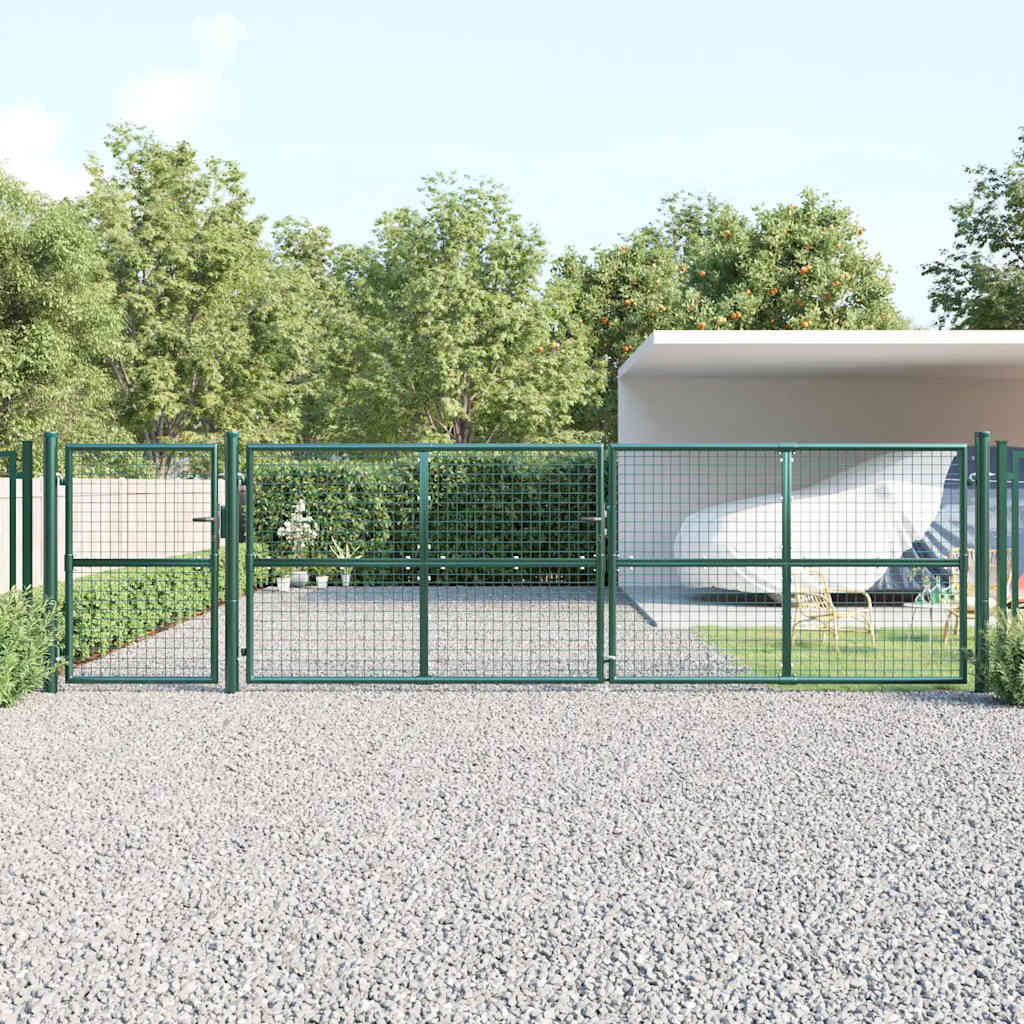 Maschen-Gartentor Grün 500x125 cm Verzinkter Stahl