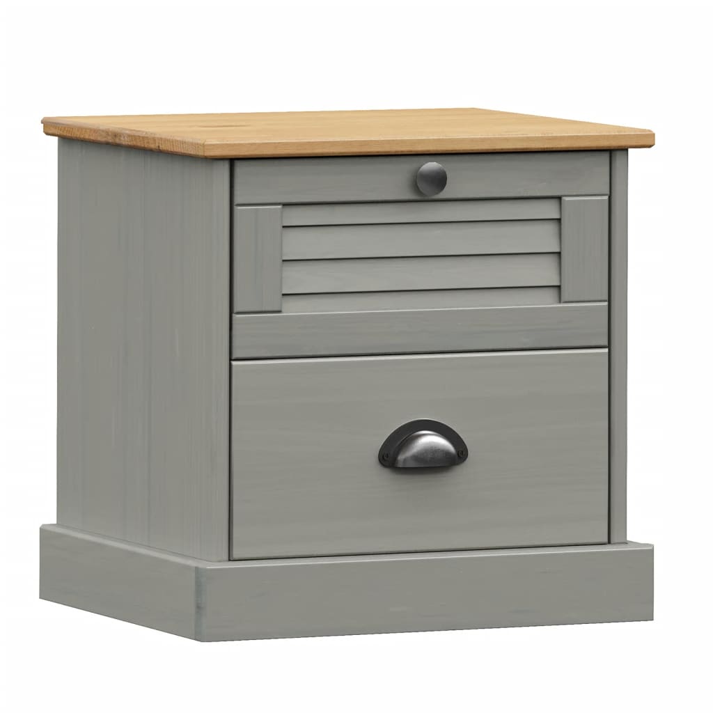 Nachttisch VIGO Grau 42x35x42 cm Massivholz Kiefer