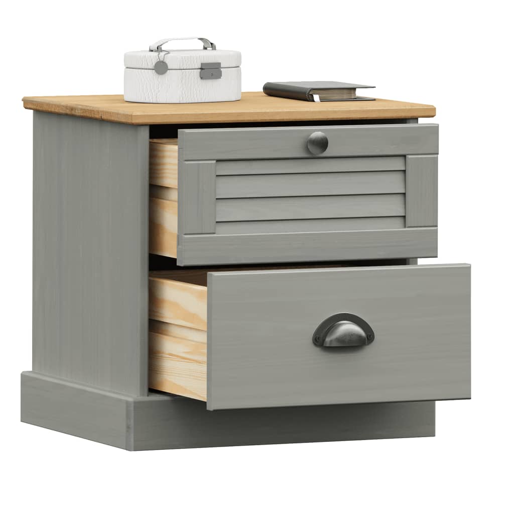 Nachttisch VIGO Grau 42x35x42 cm Massivholz Kiefer