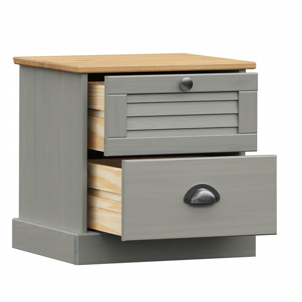Nachttisch VIGO Grau 42x35x42 cm Massivholz Kiefer