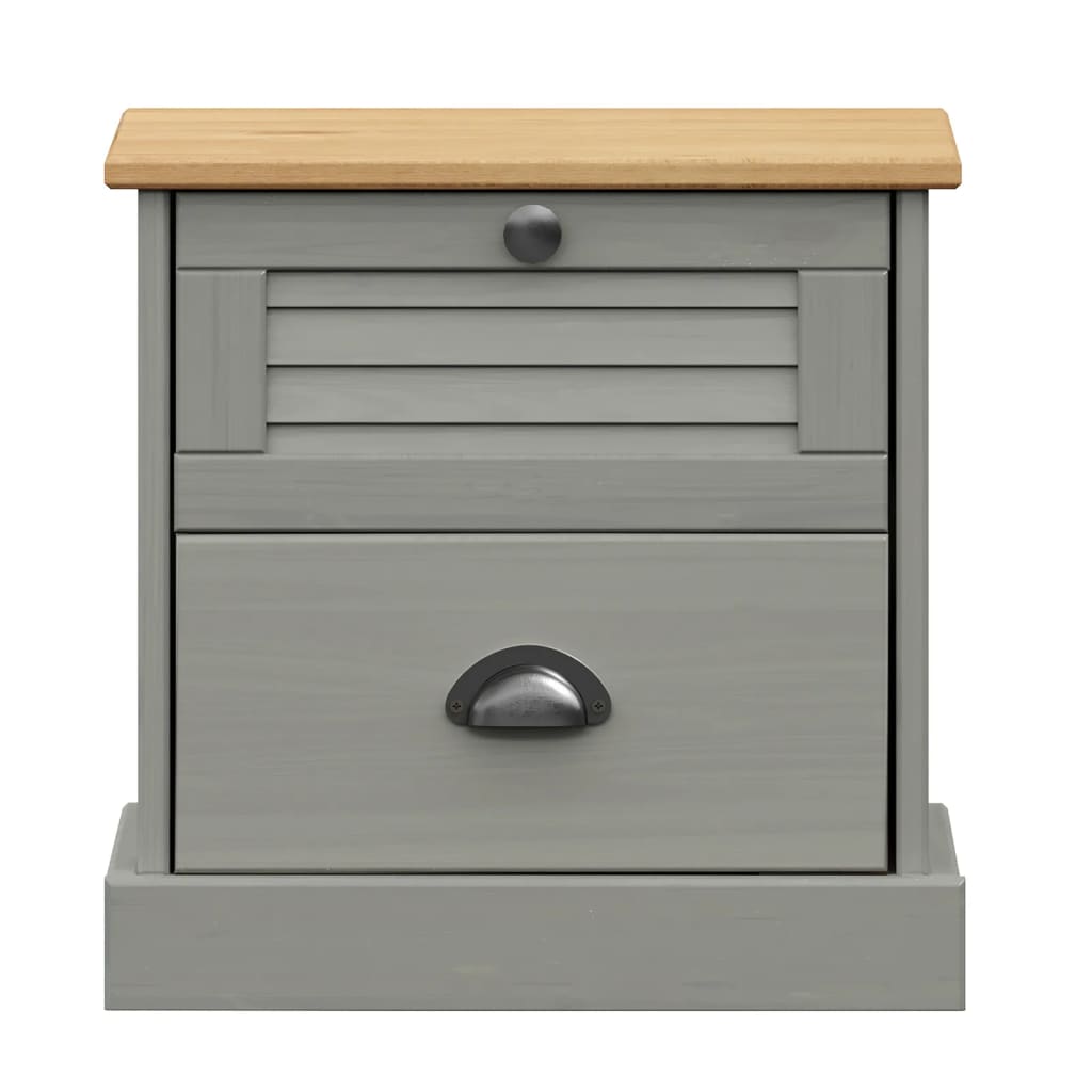 Nachttisch VIGO Grau 42x35x42 cm Massivholz Kiefer