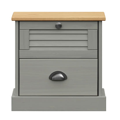 Nachttisch VIGO Grau 42x35x42 cm Massivholz Kiefer