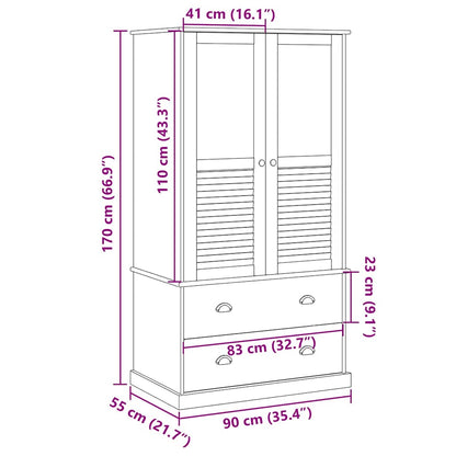 Kleiderschrank VIGO 90x55x170 cm Massivholz Kiefer