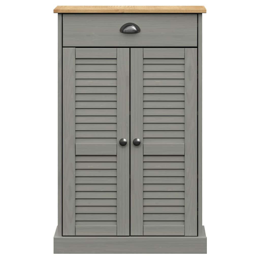 Schuhschrank VIGO Grau 60x35x96 cm Massivholz Kiefer