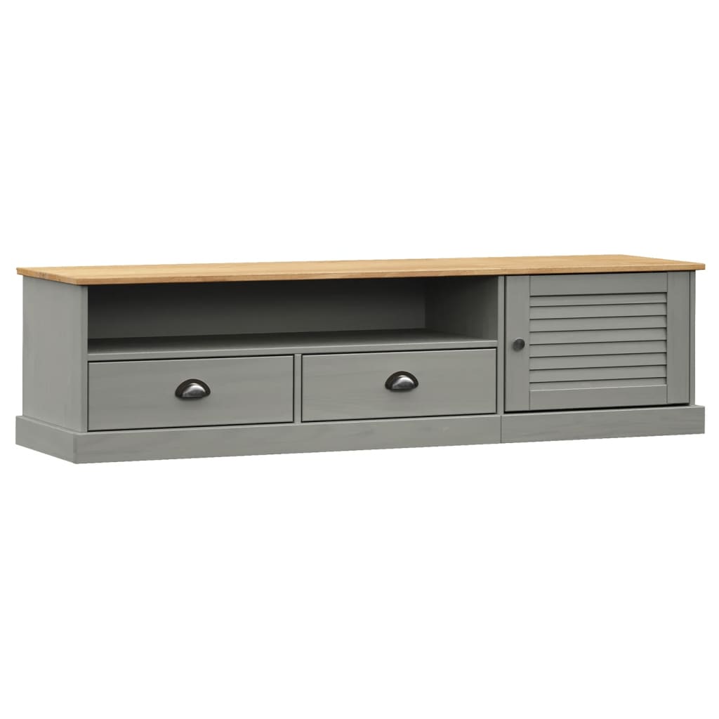 Meuble TV VIGO gris 156x40x40 cm pin massif