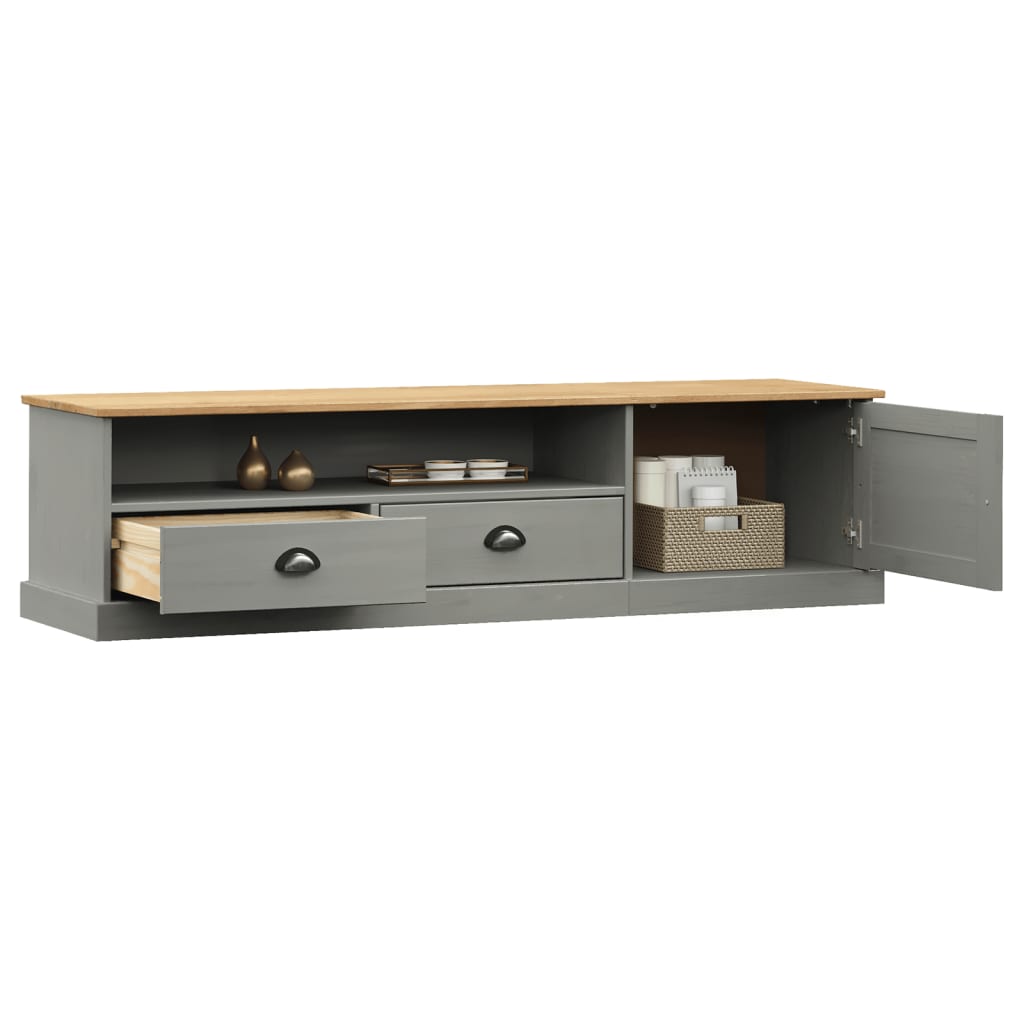 Meuble TV VIGO gris 156x40x40 cm pin massif