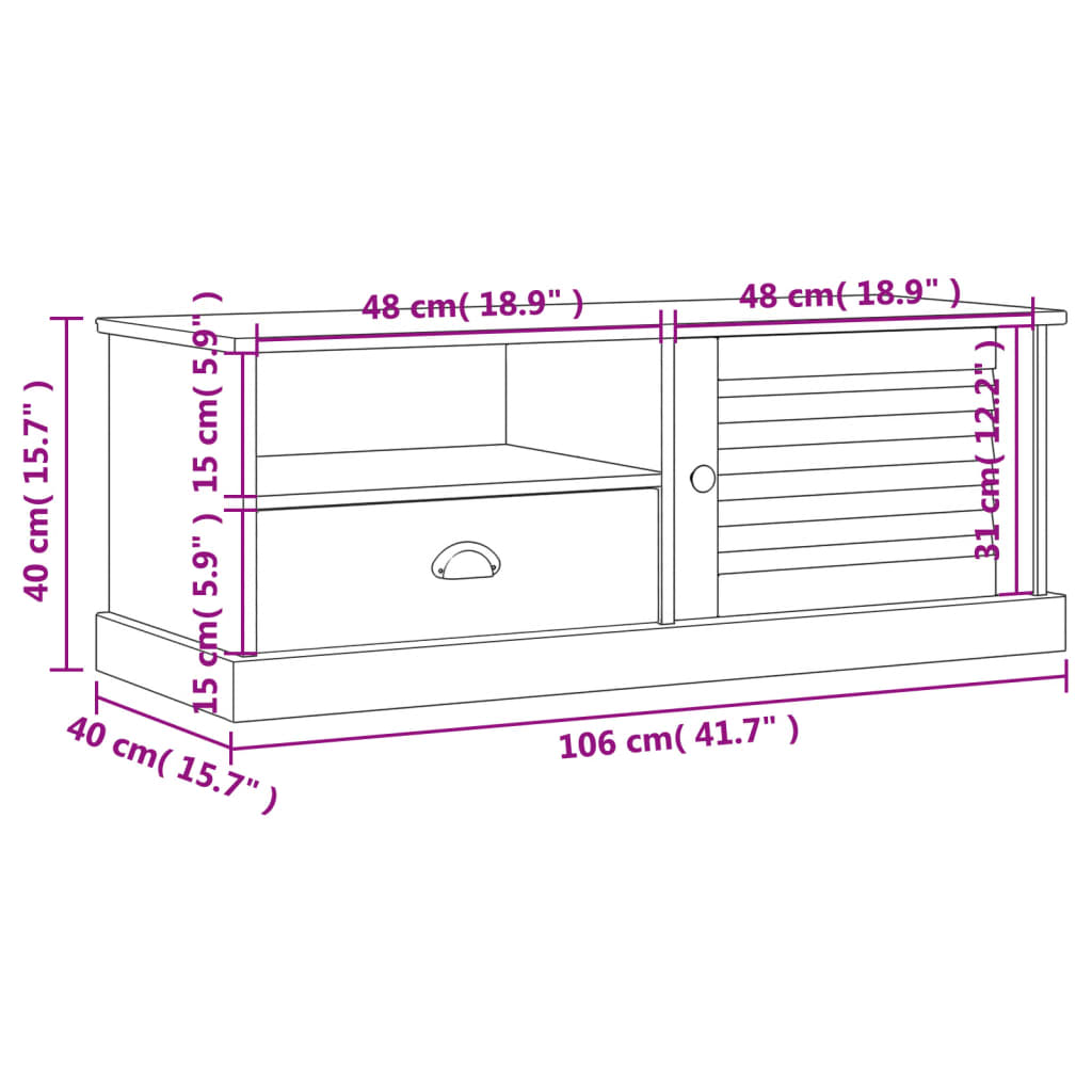 Meuble TV VIGO 106x40x40 cm en pin massif