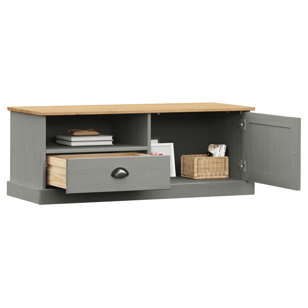 Meuble TV VIGO gris 106x40x40 cm pin massif