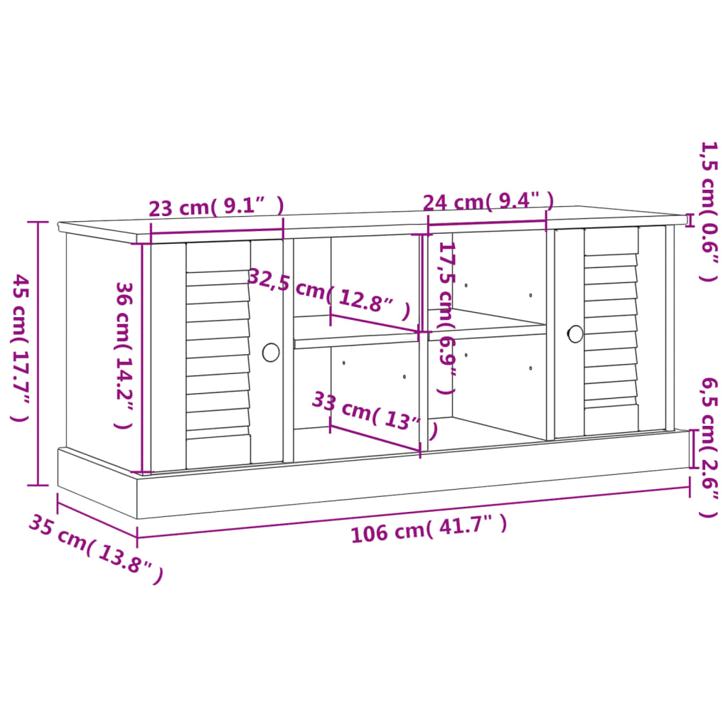 Schuhbank VIGO Grau 106x35x45 cm Massivholz Kiefer