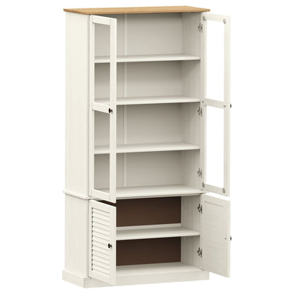 Vitrine VIGO Weiß 85x35x170 cm Massivholz Kiefer