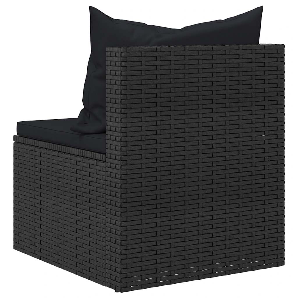 4-tlg. Garten-Sofagarnitur mit Kissen Schwarz Poly Rattan